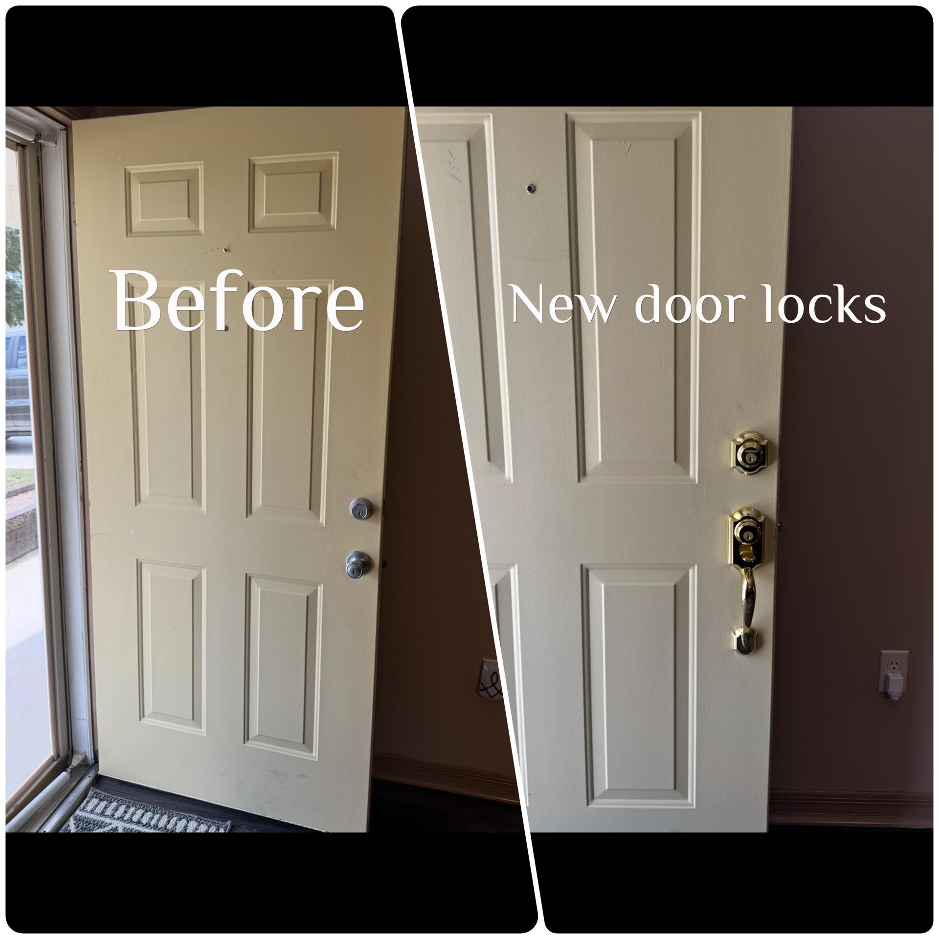 Door lock upgrade before and after