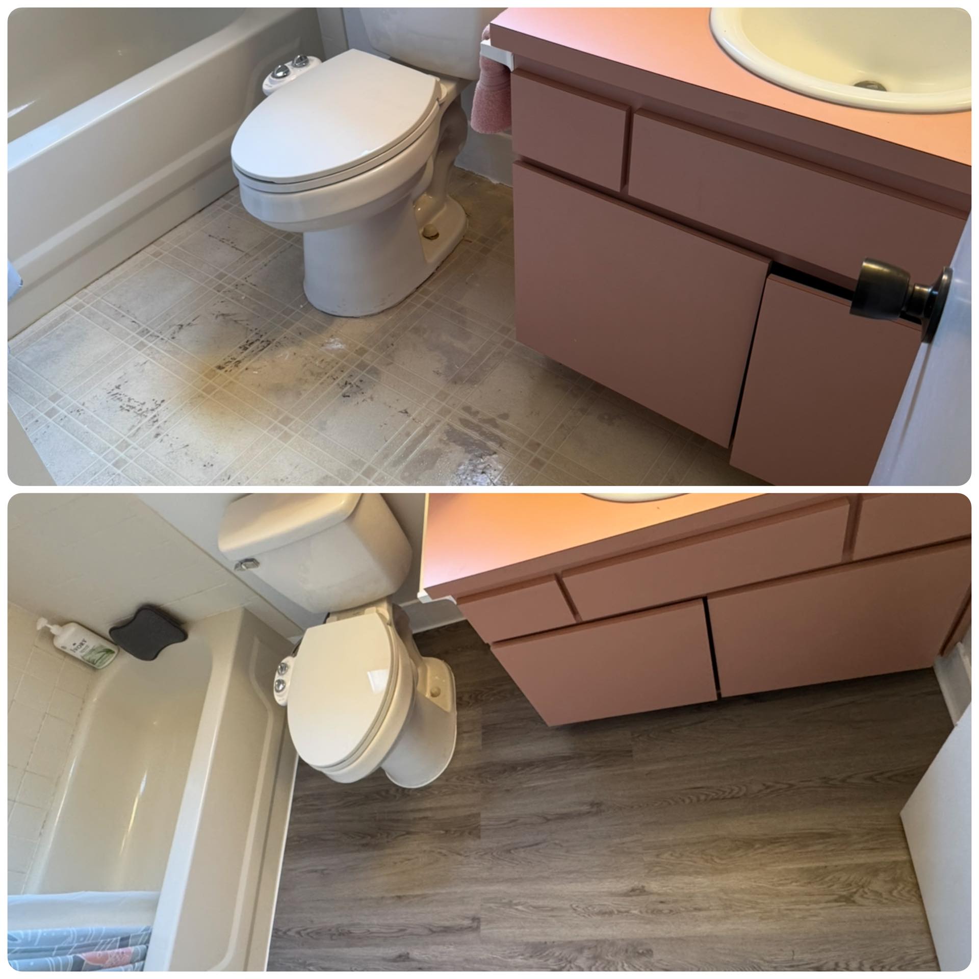Bathroom flooring before and after