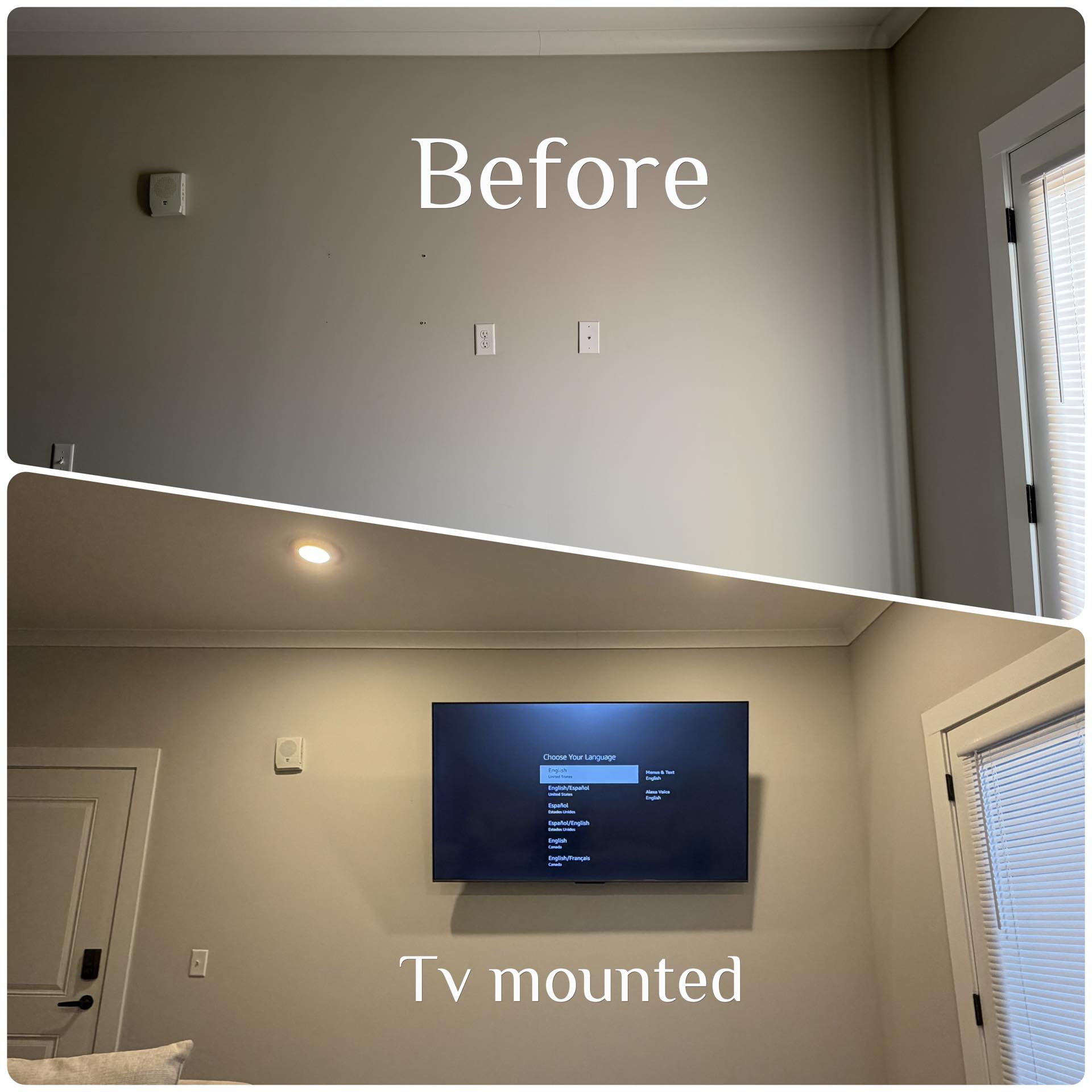 TV mounting before and after