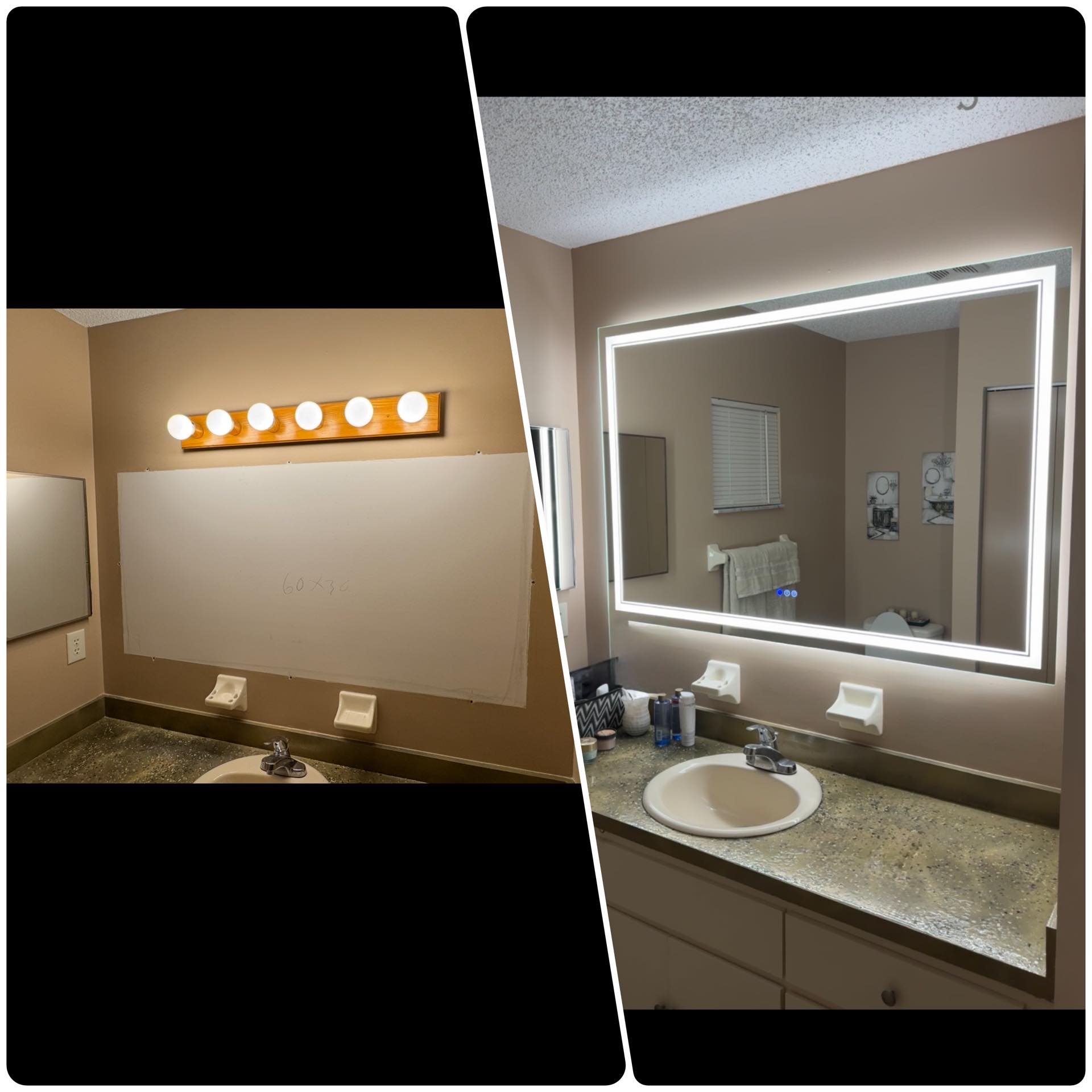 Vanity mirror and light fixture upgrade